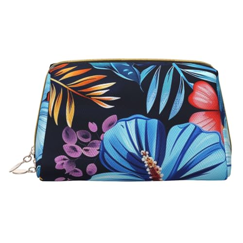 Kleine Make-up-Tasche mit Blumenmuster, Leder, Reise-Reißverschluss, Kosmetiktasche, Organizer für Damen, weiß, Einheitsgröße, Kosmetiktasche von BNVSADC