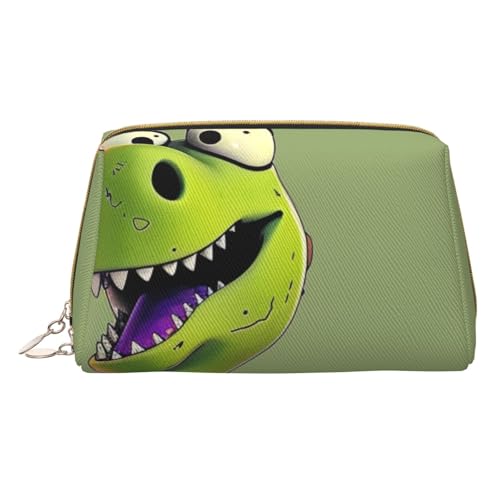 Kleine Make-up-Tasche mit Cartoon-Dinosaurier-Motiv, tragbar, Leder, Reise-Kosmetiktasche, Organizer für Damen, weiß, Einheitsgröße, Kosmetiktasche von BNVSADC