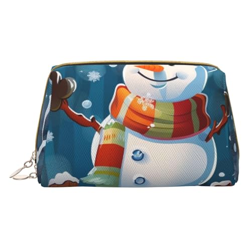 Kleine Make-up-Tasche mit Schneemann-Motiv, tragbar, Leder, Reise-Kosmetiktasche, Organizer für Damen, weiß, Einheitsgröße, Kosmetiktasche von BNVSADC