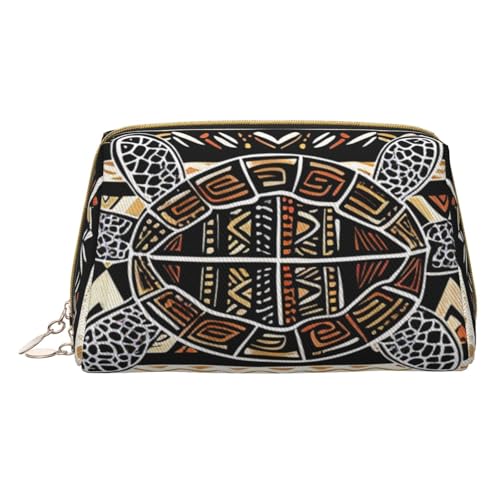 Kleine Make-up-Tasche mit ethnischem Schildkrötenmuster, tragbar, Leder, Reise-Kosmetiktasche, Organizer für Damen, weiß, Einheitsgröße, Kosmetiktasche von BNVSADC