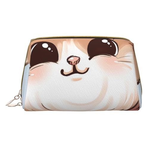 Kleine Make-up-Tasche mit niedlichem Cartoon-Motiv, tragbar, aus Leder, mit Reißverschluss, Kosmetiktasche für Damen, weiß, Einheitsgröße, Kosmetiktasche von BNVSADC