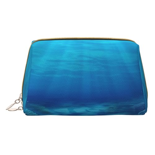 Kleine tragbare Kosmetiktasche aus Leder mit Reißverschluss, Unterwasser-Motiv, für Damen, Weiß, Einheitsgröße, weiß, one size, Kosmetiktasche von BNVSADC