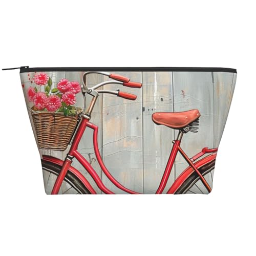 Kosmetiktasche mit Retro-Fahrradaufdruck, Reise-Make-up-Tasche, Trapez-Kosmetiktasche, Make-up-Kulturbeutel, Organizer für Damen, Schwarz , Einheitsgröße, Kosmetiktasche von BNVSADC