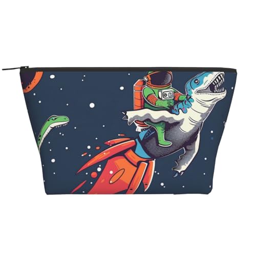 Kosmetiktasche mit lustigem Astronautenmotiv, Motiv: Dinosaurier, Rakete, bedruckt, Reise-Make-up-Tasche, Make-up-Tasche, Organizer für Damen, Schwarz , Einheitsgröße, Kosmetiktasche von BNVSADC