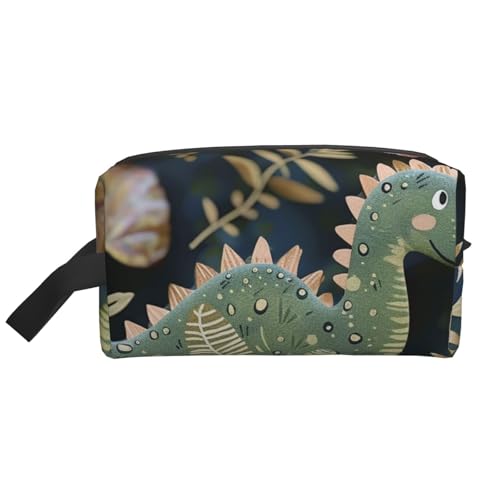Kosmetiktasche mit niedlichem Dinosaurier-Motiv, Reise-Kosmetiktasche, große Kapazität, Make-up-Koffer, Kulturbeutel, Handtasche, Organizer für Damen, weiß, Einheitsgröße, Kosmetiktasche von BNVSADC