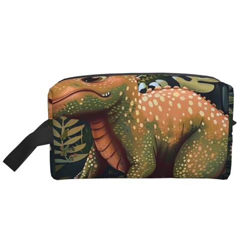 Kosmetiktasche mit niedlichem Dinosaurier-Motiv, Reise-Kosmetiktasche, große Kapazität, Make-up-Koffer, Kulturbeutel, Handtasche, Organizer für Damen, weiß, Einheitsgröße, Kosmetiktasche von BNVSADC