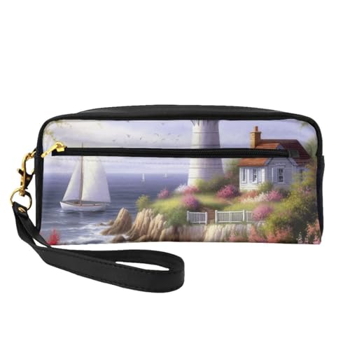 Make-up-Tasche aus Leder mit Diamant-Malerei, mit Handschlaufe, tragbare Reise-Kulturbeutel, Kosmetik-Organizer-Tasche für Damen, Schwarz , Einheitsgröße, Kosmetiktasche von BNVSADC