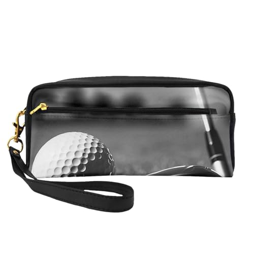 Make-up-Tasche aus Leder mit Handgelenkschlaufe, tragbar, Reise-Kulturbeutel, Kosmetik-Organizer, Schwarz / Weiß, Schwarz , Einheitsgröße, Kosmetiktasche von BNVSADC