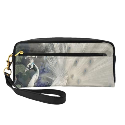 Make-up-Tasche aus Leder mit Handgelenkschlaufe, tragbar, Reise-Kulturbeutel, Kosmetik-Organizer, Weiß, Schwarz , Einheitsgröße, Kosmetiktasche von BNVSADC