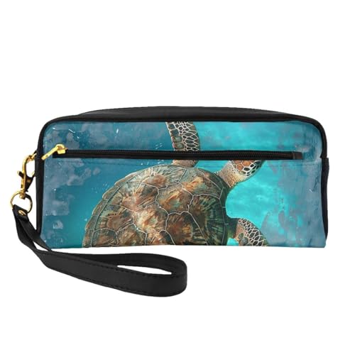 Make-up-Tasche aus Leder mit Handgelenkschlaufe, tragbar, Reise-Kulturbeutel, Kosmetik-Organizer-Tasche für Damen, Schwarz , Einheitsgröße, Kosmetiktasche von BNVSADC