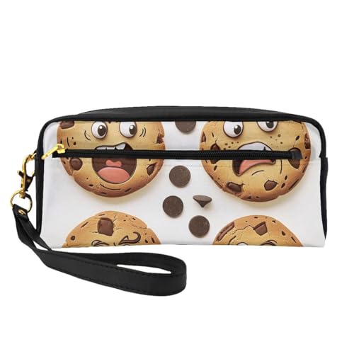 Make-up-Tasche aus Leder mit verschiedenen Ausdrücken, bedruckt, mit Handgelenkschlaufe, tragbare Reise-Kulturbeutel, Kosmetik-Organizer-Tasche für Damen, Schwarz , Einheitsgröße, Kosmetiktasche von BNVSADC