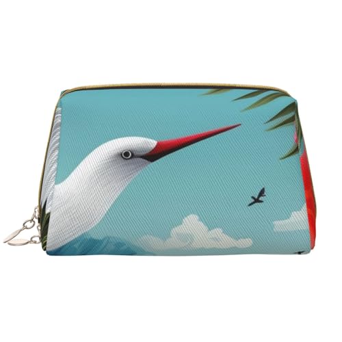 Make-up-Tasche für Damen, Motiv: Hawaii-Hibiskusblume, tragbar, Leder, Reise-Reißverschluss, Kosmetiktasche, weiß, Einheitsgröße, Kosmetiktasche von BNVSADC