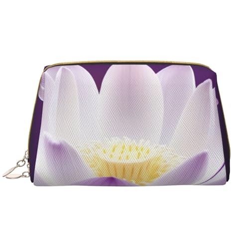 Make-up-Tasche für Damen, Motiv: Lotusblume, tragbar, Leder, Reise-Reißverschluss, Kosmetiktasche, Organizer, weiß, Einheitsgröße, Kosmetiktasche von BNVSADC