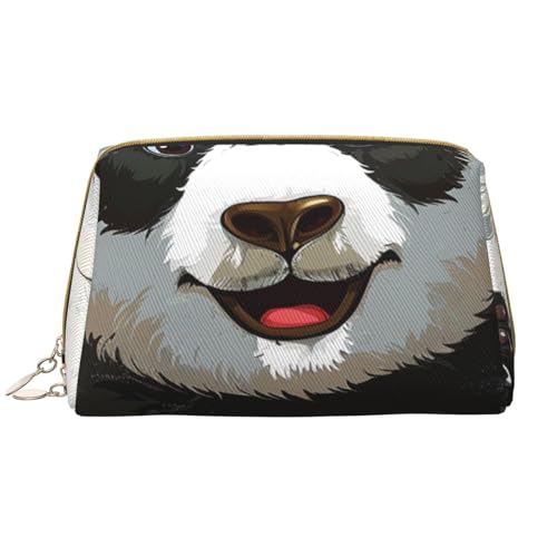 Make-up-Tasche mit Panda-Motiv, für Damen, tragbar, Leder, Reise-Reißverschluss, Kosmetiktasche, weiß, Einheitsgröße, Kosmetiktasche von BNVSADC