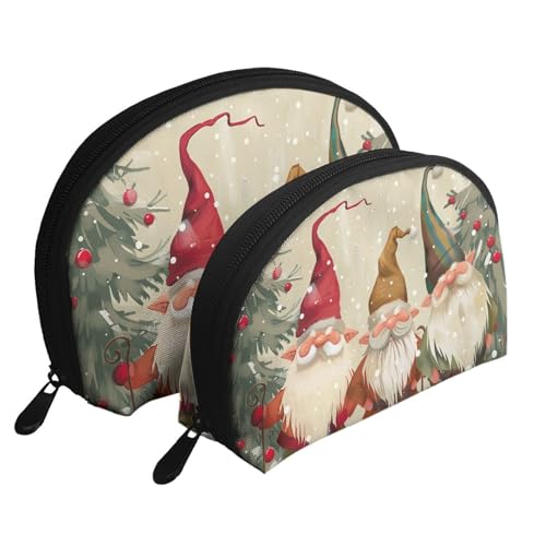 Make-up-Tasche mit Weihnachts-Zwergen, 2-teilig, tragbar, Reise-Kulturbeutel, Kosmetik-Organizer-Tasche für Damen, weiß, Einheitsgröße, Kosmetiktasche von BNVSADC