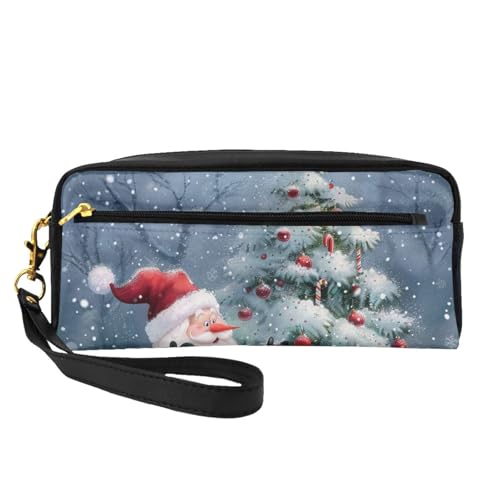 Make-up-Tasche mit Weihnachtsmann-Motiv, bedruckt, Leder, mit Handschlaufe, tragbare Reise-Kulturbeutel, Kosmetik-Organizer-Tasche für Damen, Schwarz , Einheitsgröße, Kosmetiktasche von BNVSADC