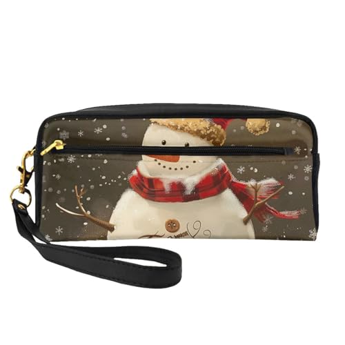 Make-up-Tasche mit Weihnachtsmotiv und Schneemann-Motiv, mit Handschlaufe, tragbar, Reise-Kulturbeutel, Kosmetik-Organizer-Tasche für Damen, Schwarz , Einheitsgröße, Kosmetiktasche von BNVSADC