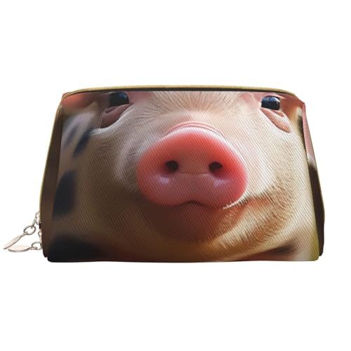 Make-up-Tasche mit lustigem Tiermotiv, für Damen, tragbar, Leder, Reise-Reißverschluss, Kosmetiktasche, weiß, Einheitsgröße, Kosmetiktasche von BNVSADC