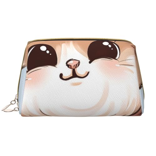 Niedliche Make-up-Tasche mit Cartoon-Motiv für Damen, tragbar, Leder, Reise-Kosmetiktasche, mit Reißverschluss, weiß, Einheitsgröße, Kosmetiktasche von BNVSADC