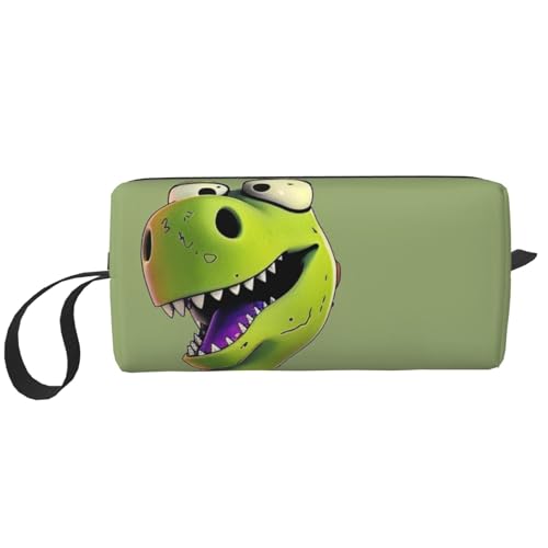 Reise-Make-up-Tasche mit Cartoon-Dinosaurier-Motiv, tragbare Kosmetiktasche, Make-up-Tasche, Kulturbeutel, Handtaschen-Organizer für Frauen, weiß, Einheitsgröße, Kosmetiktasche von BNVSADC