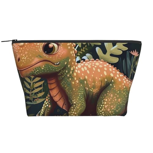 Reise-Make-up-Tasche mit niedlichem Dinosaurier-Motiv, Trapez-Kosmetiktasche, Make-up-Koffer, Kulturbeutel, Organizer für Damen, Schwarz , Einheitsgröße, Kosmetiktasche von BNVSADC