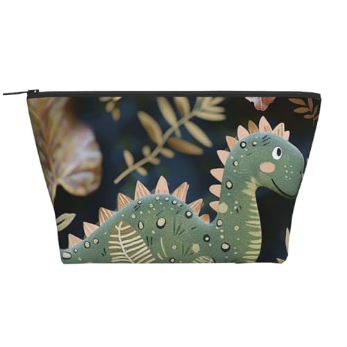 Reise-Make-up-Tasche mit niedlichem Dinosaurier-Motiv, Trapez-Kosmetiktasche, Make-up-Koffer, Kulturbeutel, Organizer für Damen, Schwarz , Einheitsgröße, Kosmetiktasche von BNVSADC