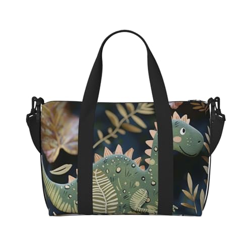 Reisetasche mit niedlichem Dinosaurier-Motiv, für Herren und Damen, groß, wasserabweisend, Turnbeutel, Wochenendtasche mit Schultergurt, Schwarz , Einheitsgröße, Reisetasche von BNVSADC