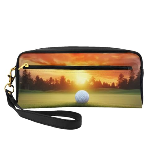 Sport-Make-up-Tasche mit Handschlaufe, Motiv: Sonnenuntergang, Baum, Leder, tragbar, Reise-Kulturbeutel, Kosmetik-Organizer-Tasche für Damen, Schwarz , Einheitsgröße, Kosmetiktasche von BNVSADC