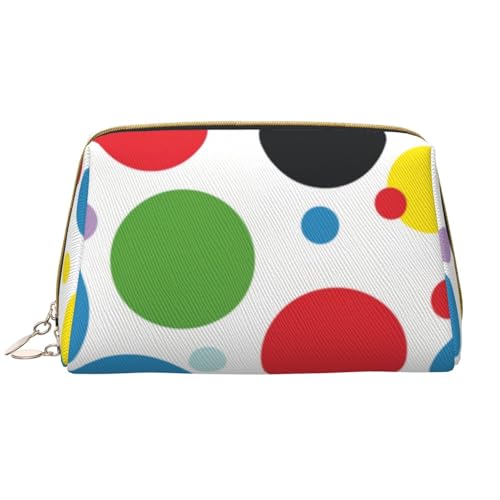 Twister Make-up-Tasche für Damen, mit Punkten, tragbar, Leder, Reise-Reißverschluss, Kosmetiktasche, weiß, Einheitsgröße, Kosmetiktasche von BNVSADC