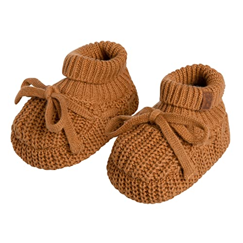 BO BABY'S ONLY - Soul Booties - Gestrickte Babyschuhe - 0-3 Monate - Schuhe für Mädchen und Jungen - GOTS-zertifiziert - 100% Biologische Baumwolle - Caramel von BO BABY'S ONLY