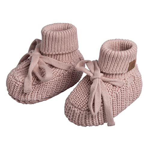 BO BABY'S ONLY - Soul Booties mit Teddyfutter - Gestrickte Babyschuhe - 3-6 Monate - Schuhe für Mädchen - GOTS-zertifiziert - 100% Biologische Baumwolle - Alt Rosa von BO BABY'S ONLY