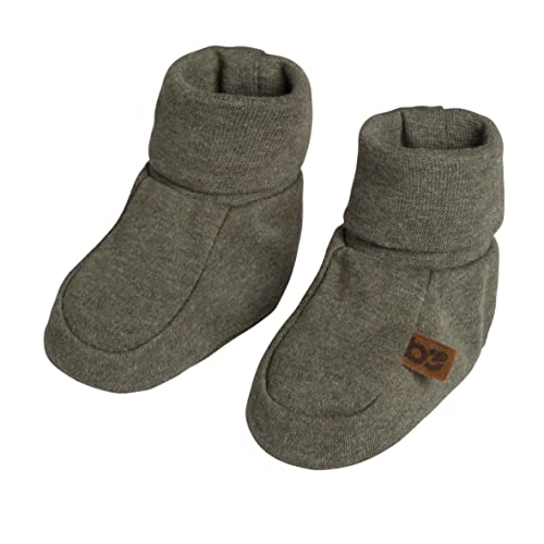 BO BABY'S ONLY - Melange Booties - Gestrickte Babyschuhe - 0-3 Monate - Schuhe für Mädchen und Jungen - GOTS-zertifiziert - 100% Biologische Baumwolle - Khaki von BO BABY'S ONLY