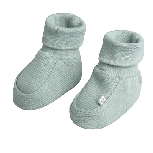 Baby's Only - Pure Booties - Gestrickte Babyschuhe - 3-6 Monate - Schuhe für Mädchen und Jungen - GOTS-Zertifiziert - 100% Biologische Baumwolle - Dusty Green von BO BABY'S ONLY