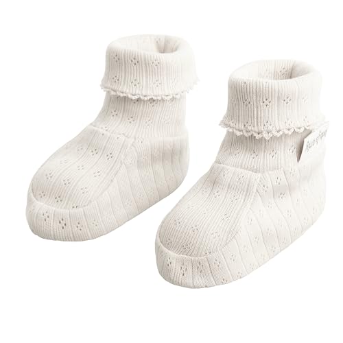 Baby's Only - Booties Dream - Baby Krabbelschuhe für Jungen und Mädchen - Babyschuhe aus 100% Bio-Baumwolle - Baby Hausschuhe - Cream - 3-6 Monate - GOTS von BO BABY'S ONLY
