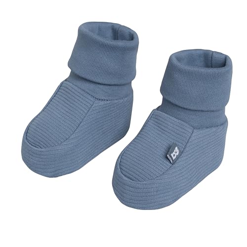 Baby's Only - Pure Booties - Gestrickte Babyschuhe - 3-6 Monate - Schuhe für Mädchen und Jungen - GOTS-Zertifiziert - 100% Biologische Baumwolle - Vintage Blue von BO BABY'S ONLY