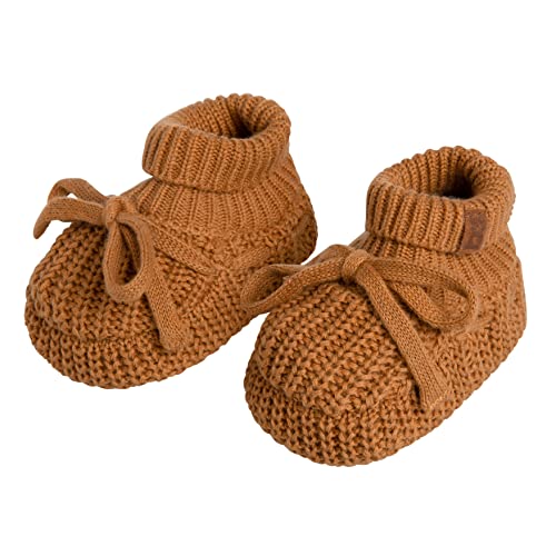 Baby's Only - Soul Booties - Gestrickte Babyschuhe - 0-3 Monate - Schuhe für Mädchen und Jungen - GOTS-Zertifiziert - 100% Biologische Baumwolle - Caramel von BO BABY'S ONLY