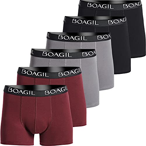 BOAGIL Herren Boxershorts - 6er Pack Boxershorts für Männer - Weich, Atmungsaktiv Baumwolle Unterhosen von BOAGIL