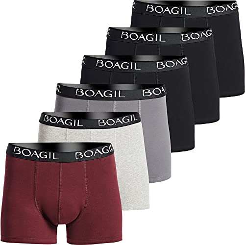 BOAGIL Herren Boxershorts - 6er Pack Boxershorts für Männer - Weich, Atmungsaktiv Baumwolle Unterhosen von BOAGIL