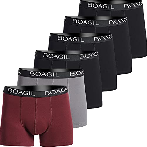 BOAGIL Herren Boxershorts - 6er Pack Boxershorts für Männer - Weich, Atmungsaktiv Baumwolle Unterhosen von BOAGIL