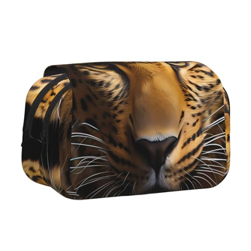 BOAIHH Das tiefäugige Leoparden-Doppel-Klapp-Federmäppchen in voller Breite ist geeignet für Skizzieren, Reisen und Schule von BOAIHH