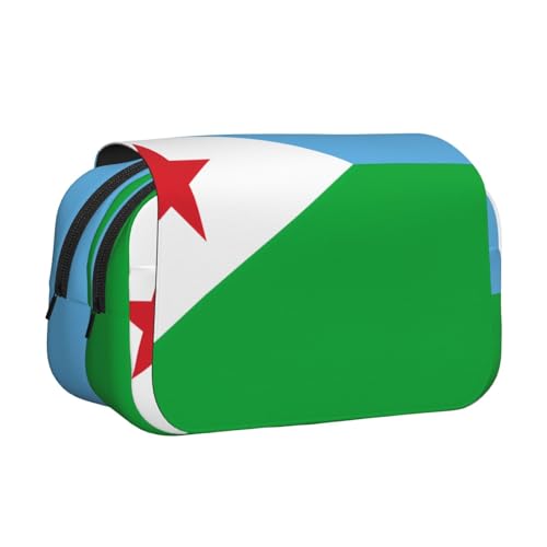 BOAIHH Doppel-Klapp-Federmäppchen, Motiv: Flagge von Dschibuti, volle Breite, geeignet für Skizzieren, Reisen und Schule BOAIHH Doppel-Klapp-Federmäppchen, Motiv: Flagge von Dschibuti, volle Breite, geeignet für Skizzieren, Reisen und Schule von BOAIHH