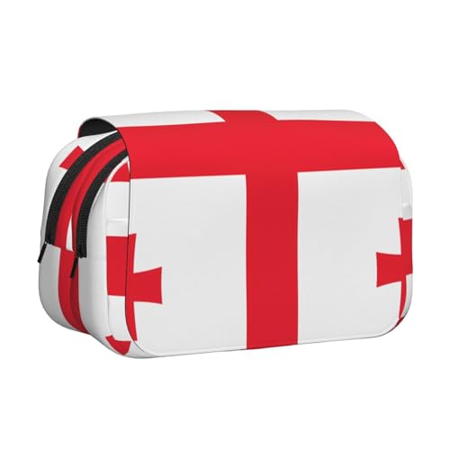 BOAIHH Doppel-Klapp-Federmäppchen, Motiv: Flagge von Georgia, volle Breite, geeignet für Skizzieren, Reisen und Schule von BOAIHH