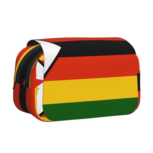 BOAIHH Doppel-Klapp-Federmäppchen, Motiv: Flagge von Simbabwe, volle Breite, geeignet für Skizzieren, Reisen und Schule BOAIHH Doppel-Klapp-Federmäppchen, Motiv: Flagge von Simbabwe, volle Breite, geeignet für Skizzieren, Reisen und Schule von BOAIHH