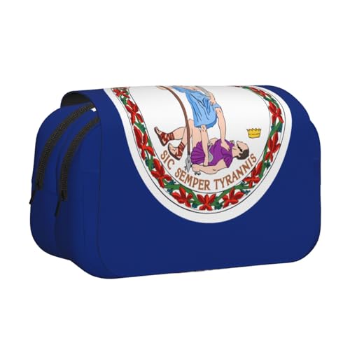 BOAIHH Doppel-Klapp-Federmäppchen, Motiv: Flagge von Virginia, volle Breite, geeignet für Skizzieren, Reisen und Schule von BOAIHH