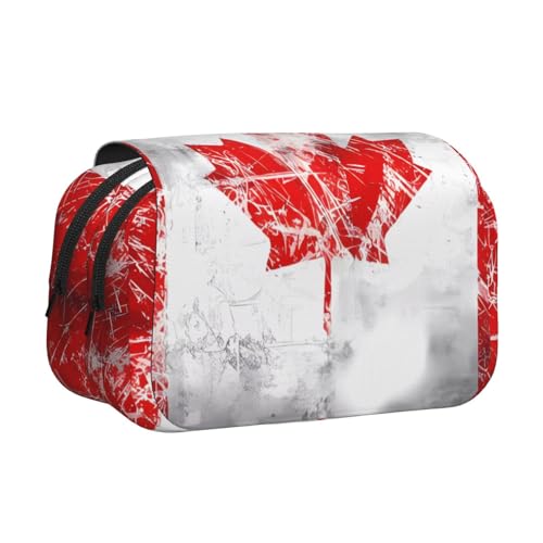 BOAIHH Doppel-Klappetui mit Retro-Flagge von Kanada, volle Breite, geeignet für Skizzieren, Reisen und Schule von BOAIHH