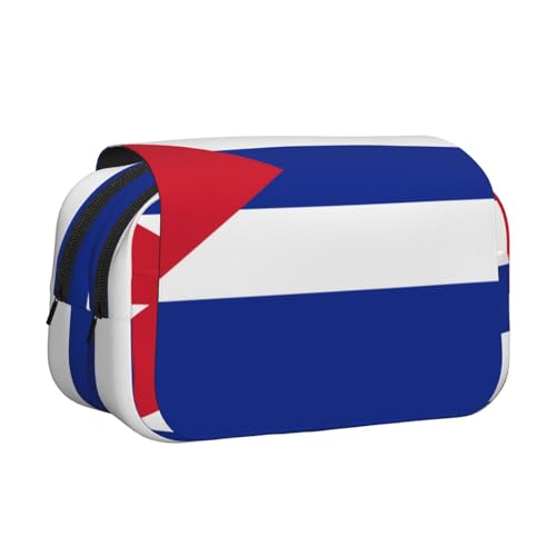 BOAIHH Doppel-Klappetui mit kubanischer Flagge, Druck in voller Breite, geeignet für Skizzieren, Reisen und Schule von BOAIHH