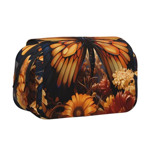 BOAIHH Federmäppchen mit Schmetterlingsfeld-Blumen, doppeltes Klappetui, Druck in voller Breite, geeignet für Skizzieren, Reisen und Schule, Orange / Gelb BOAIHH Federmäppchen mit Schmetterlingsfeld-Blumen, doppeltes Klappetui, Druck in voller Breite, geeignet für Skizzieren, Reisen und Schule, Orange / Gelb von BOAIHH