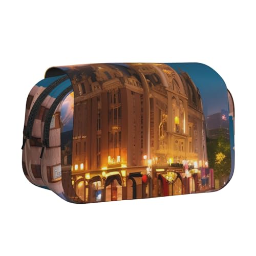 BOAIHH Fiery Red Street Double Clamshell Stifteetui, volle Breite, geeignet für Skizzieren, Reisen und Schule von BOAIHH