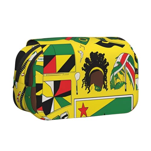 BOAIHH Jamaican Elements Doppel-Klapp-Federmäppchen, volle Breite, geeignet für Skizzieren, Reisen und Schule von BOAIHH