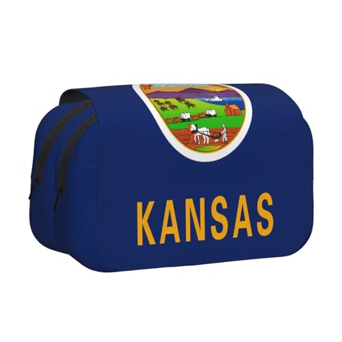 BOAIHH Kansas Federmappe mit Doppelklappe, Aufdruck in voller Breite, geeignet für Skizzieren, Reisen und Schule von BOAIHH